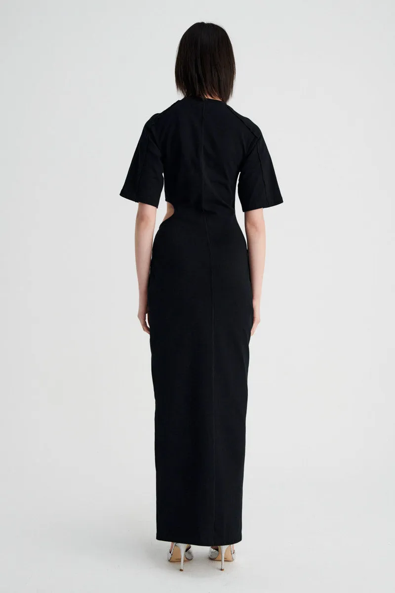 Barney Cut Out Maxi Dress - Black
